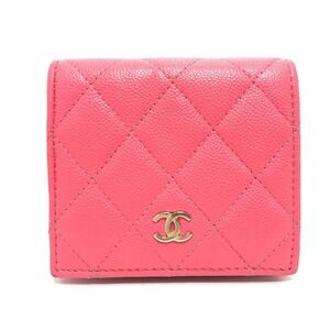 CHANEL Pink Caviar Leather Wallet